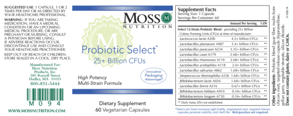 Probiotic Select 60 vc  - High-Potency Probiotic & Prebiotic Blend by Moss Nutrition - Image 3